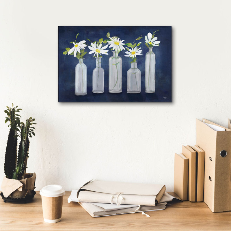  «Daisies In A Row» par Mollie B., art mural sur toile, 18 po x 12 po