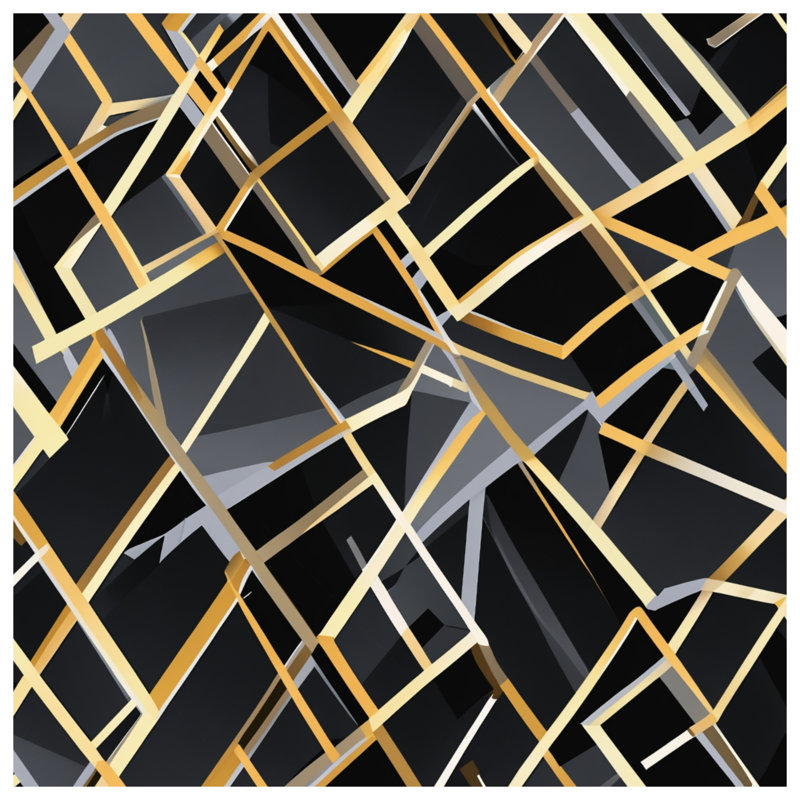 Black Gold Geometric Abstract Comforter, Queen