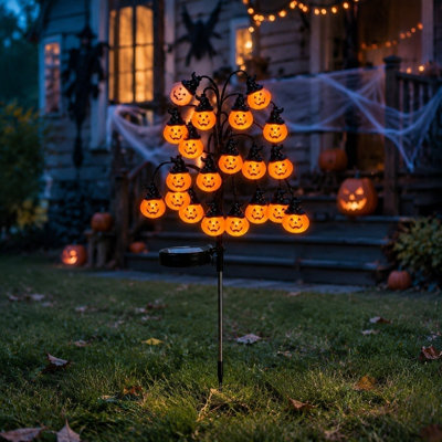 Solar Halloween Pumpkin Branch Lights 20pcs LED Decorative Waterproof Outdoor Trod Lights For Garden Terrace