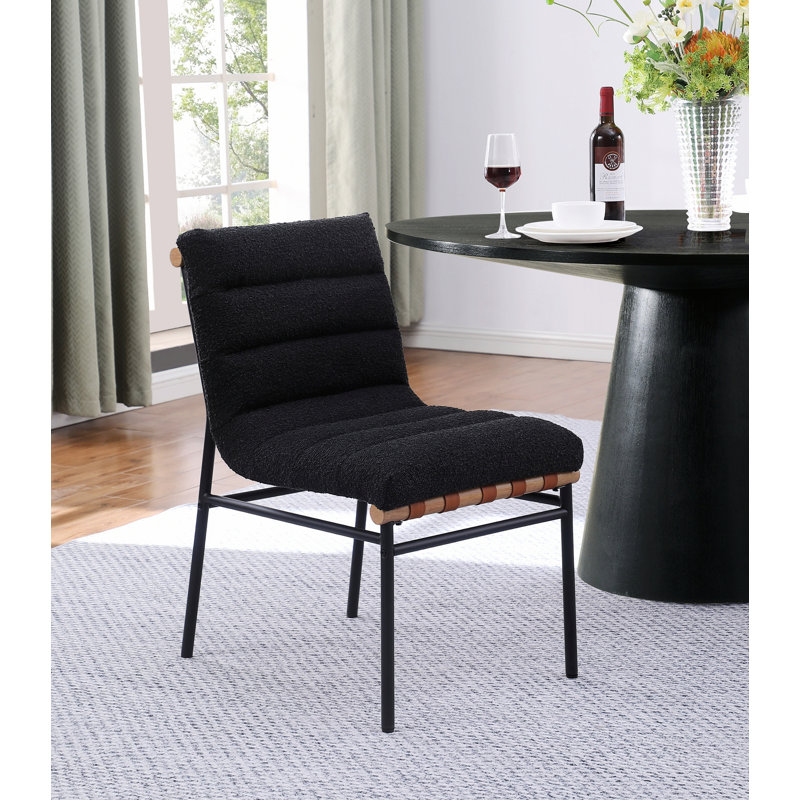 Chaise d'intérieur, ensemble de 2 chaises de salle à manger avec pieds en fer, Noir
