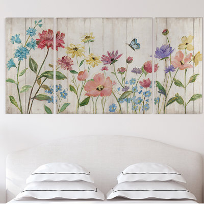" Wildflower Flutter On Wood " Painting Print
