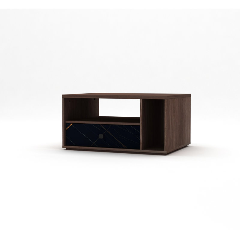  Table basse avec tiroir - décor marbré et tablette ouverte, l 31,1 po x P 23,2 po x H 15,7 po