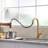 Kitchen Faucet With Pull Out Sprayer Brushed Gold Single Handle 1 Hole High Arc Pull Out Kitchen Sink Faucets