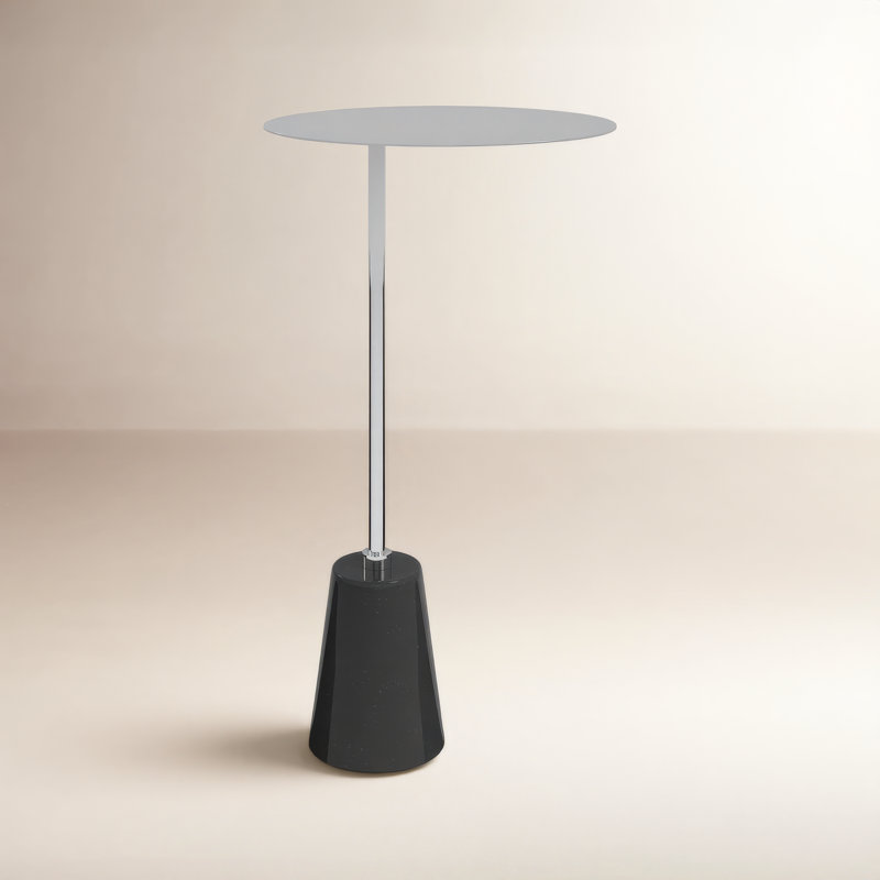     Table de bout Pangea Home Churchill - Table d'appoint moderne - Table à boissons en marbre - Décoration contemporaine - Table pour salon, chambre à coucher, bureau ou salon - Argent avec table en marbre noir