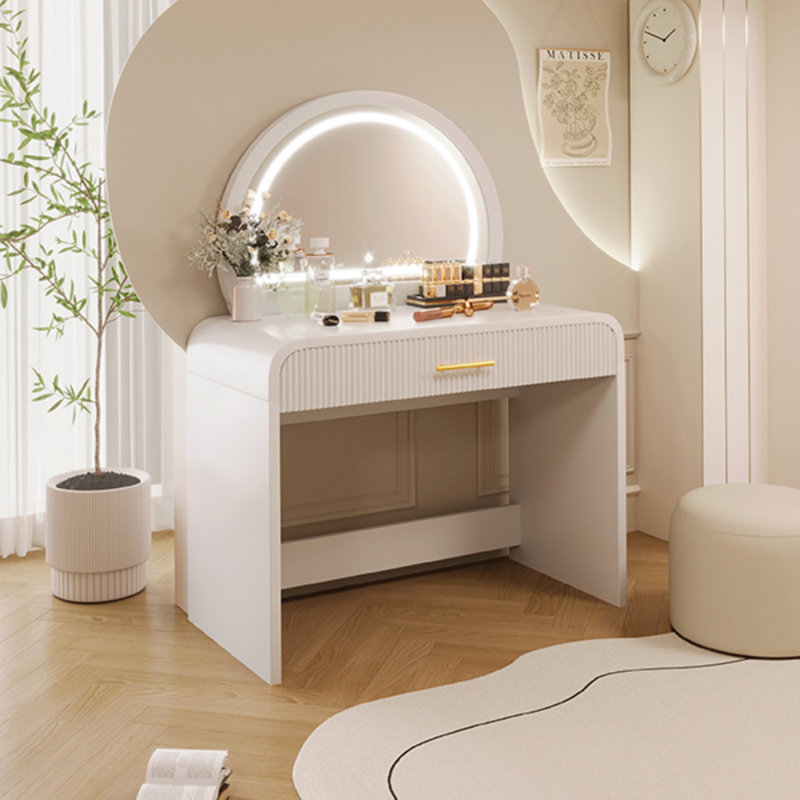 39" Makeup Vanity Table With Mirror Touch Screen Lighted Mirror, Dressing Table With Drawer For Bedroom