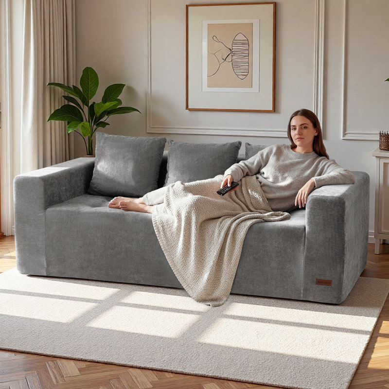 Canapé modulaire à 3 places Cloud, revêtement en chenille doux avec dossier moelleux et confort désossé pour le salon