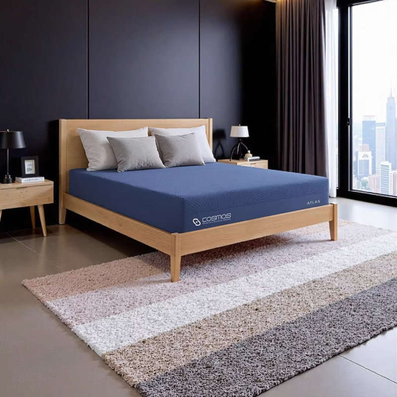 Matelas double à ressorts ensachés ZONE 12 po avec mousse à mémoire de forme et couches de qualité supérieure, bleu et multicolore ZONE
