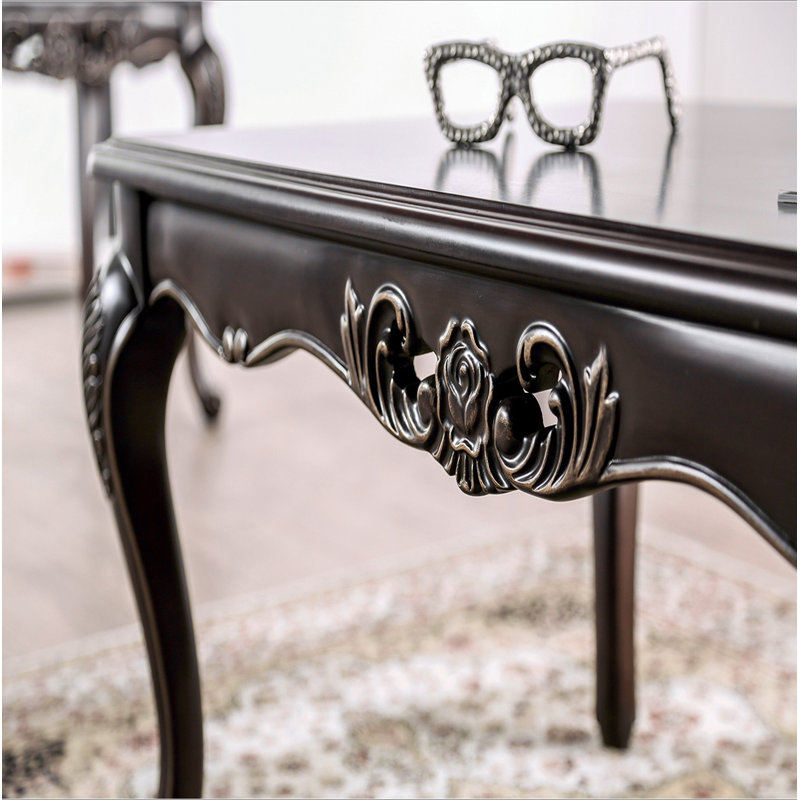 Coffee Table Traditional Style With Curved Legs Carved Design Solid Wood