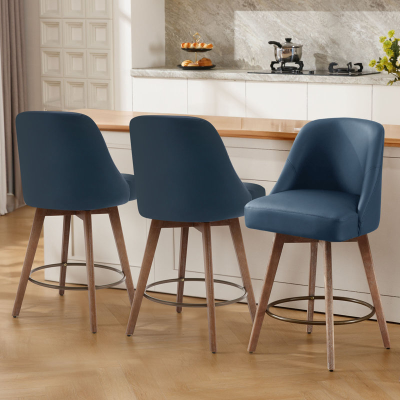 Tabouret de comptoir pivotant 26 po Kishmat, Bleu