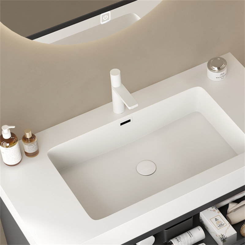 Lavabo encastré rectangulaire 36 "sans bonde et robinet