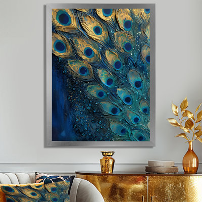 Aqua Peacock Plume Feathers - Feathers Wall Art