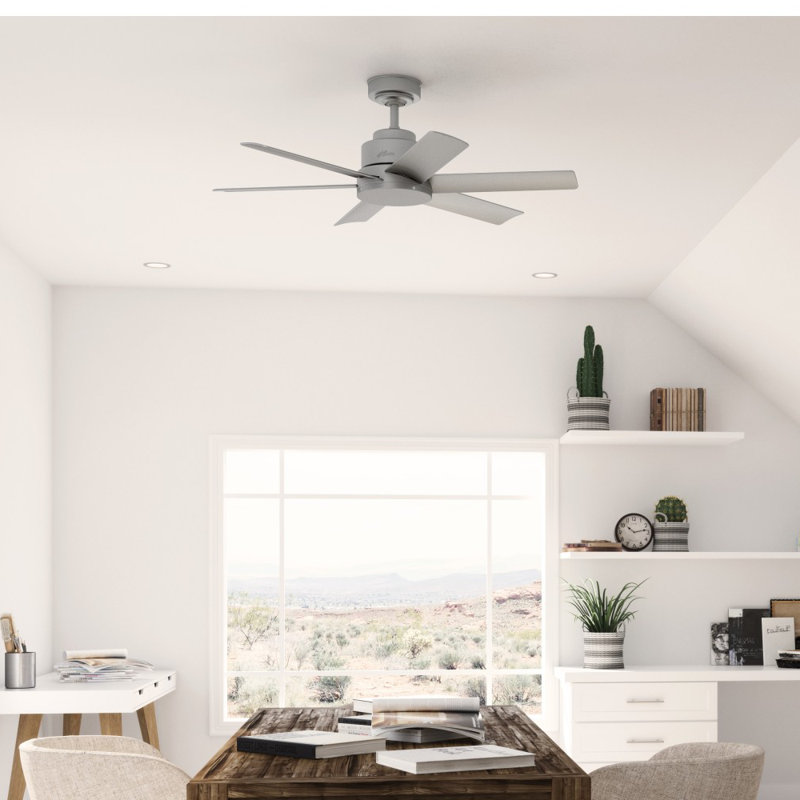44" Kennicott 6 - Blade Modern Outdoor / Indoor Ceiling Fan with Wall Control, Matte Silver