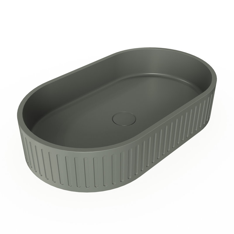 Lavabo de salle de bain ovale de comptoir ovale foncé en béton 23,6 po avec choix colorés et adaptabilité à long terme à la température esthétique naturelle