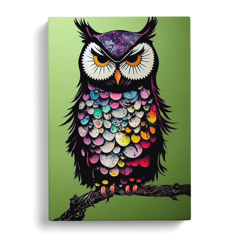 Owl Paint Splash No.4 Abstract - Wrapped Canvas, 50cm H x 35cm W x 3cm D