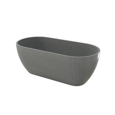 Fslefay 63'' Terrazzo Freestanding Solid Surface Concrete Soaking Bathtub
