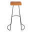 Tabouret de bar moderne de 32 po Ziegler, siège en cuir véritable, structure en métal, capitonné, brun clair, noir