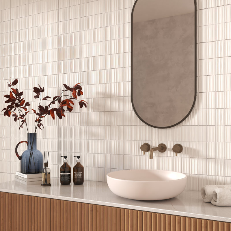 Piccolo Sticks 2.5x5 3D Ribbed Wall Tile, White