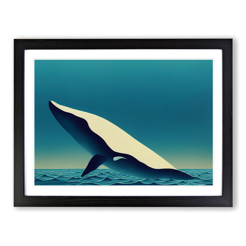 XH1022-10127X Whale Art Vol.5 - Single Picture Frame Print, 46cm H x 64cm W x 2cm D, Black Framed