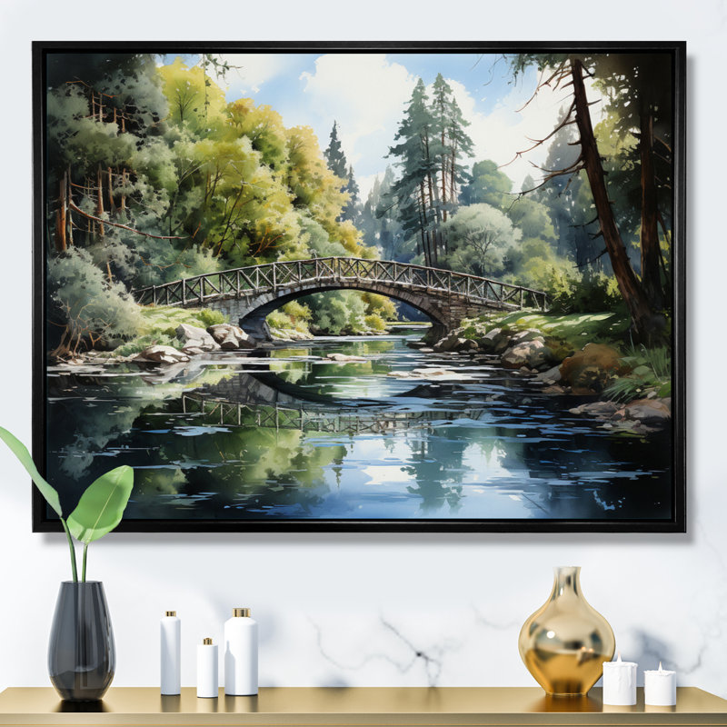 «Bellegarde Green Bridge Serene Arch I», reproduction sur toile, H 16 po x l 32 po x P 1 po, Cadre flottant noir