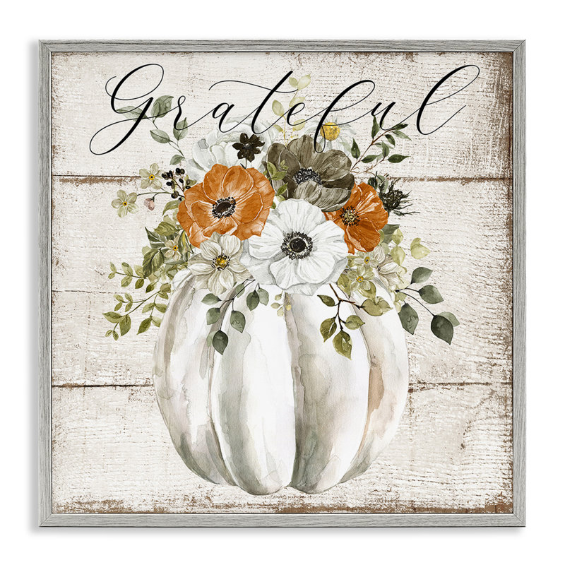 Art de giclée encadrée de citrouille florale reconnaissante par LSR Design Studio, Estampe numérique Farmhouse