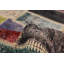 Tapis décoratif en laine noué à la main de conception unique noué à la main New Age 5 pi 7 po x 8 pi 1 po en gris/rouge/jaune