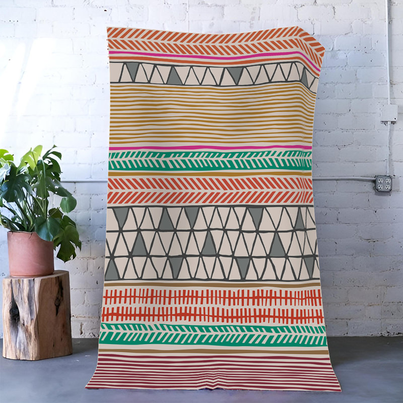 Multi-Colored Line Sectioned Geometric Shape Patterned Modern Decorative Rug, Rectangle 4'11.06" x 9'10.11"