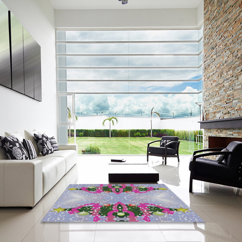 Rose/vert Tapis décoratif pheeney, Carré 6 pi