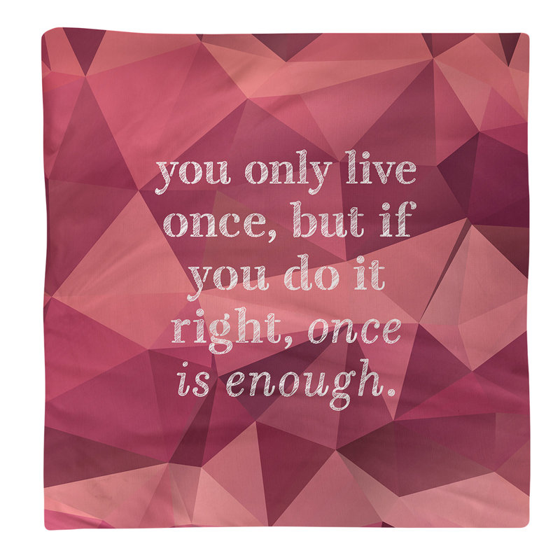 Faux Gemstone You Only Live Once Quote Napkin, Pink Tourmaline, 22" L x 22" W, Cotton