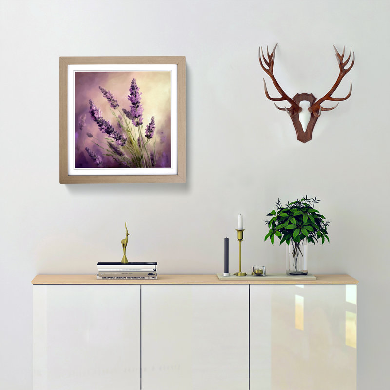 Lavender Flower Digital Art - Framed Print, Oak Framed