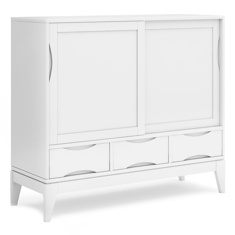 Armoire de rangement Mid-Century moderne en bois franc de 48 po de large Harper, Blanc
