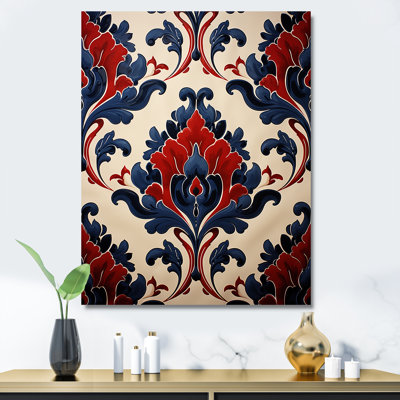 Floral, tuiles turques rouges et bleues 2 - Art mural floral abstrait