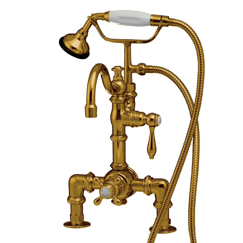 Robinet de baignoire thermostatique à fixation sur plateau avec déviateur par Strom Living, Laiton poli non laqué