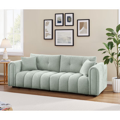 91.5'' Modern Tufted Sofa With Boucle Upholstery