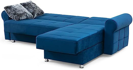 Canapé modulaire réversible Rollo, Mélange de polyester bleu marine