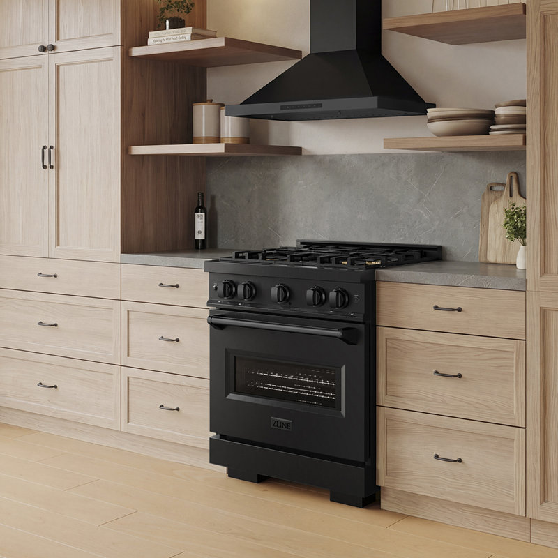 ZLINE 30 in. Classic Gas Range with DuoPro Cooktop and Convection Oven in Black Stainless Steel, Black Stainless Steel