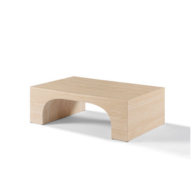 Table basse Inca Travertine Stone - Table basse contemporaine en pierre naturelle d'ingénierie pour salon moderne