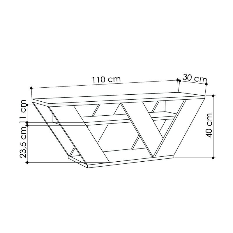 Meuble télé moderne en chêne avec option de fixation murale, 43,3 po x 15,7 po x 15,0 po | 100% panneau de particules enduit de mélamine, épaisseur: 0,7 pouce | Nombreuses tablettes pour le rangement, brun élégant pour les salons contemporains