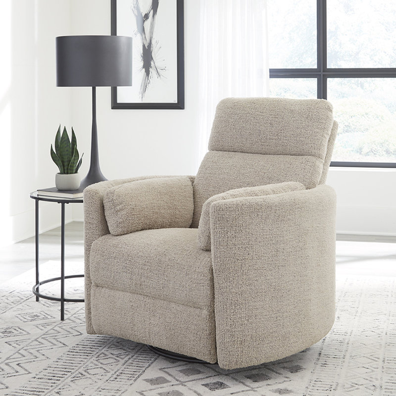 Bre 40" Upholstered Swivel Glider Manual Recliner, Brown