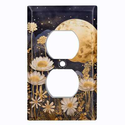 Couvercle de plaque d'interrupteur en métal; Recto verso standard US 1 bande - Moonlit Meadow
