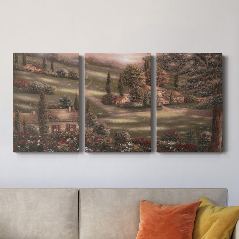 Soirée / Toscane I - Toile tendue avec châssis de qualité supérieure - Prêt à être accroché, H 60 po x l 120 po x P 1 po