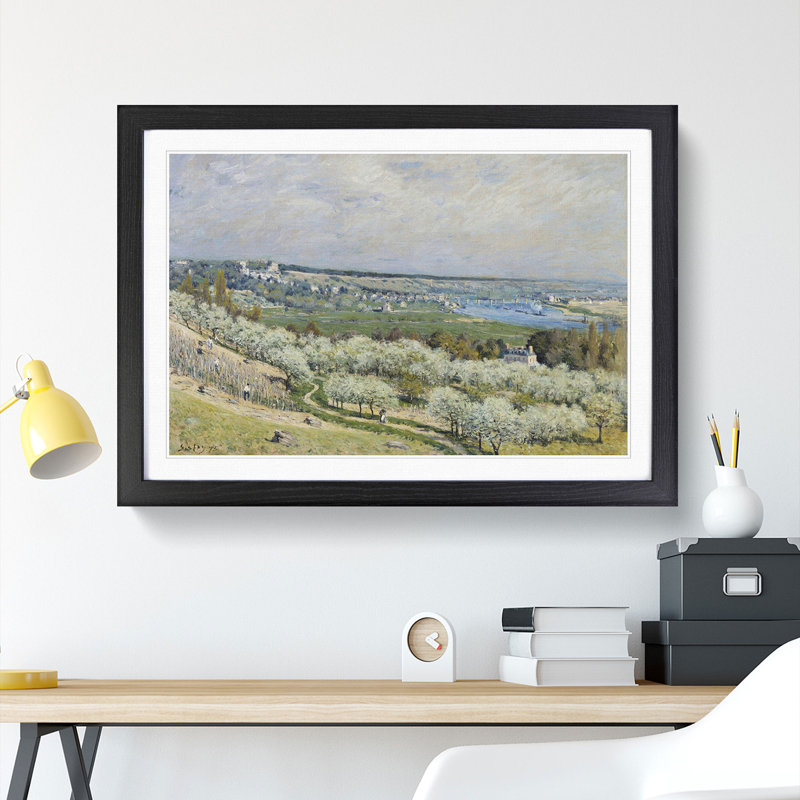 Terrace at Saint Germaine by Alfred Sisley - Picture Frame Painting, 36cm H x 48cm W x 2cm D, Black