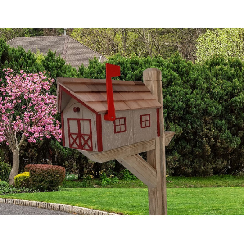 Ensemble de boîte aux lettres et poteaux Amish, Naturel, Argile / rouge