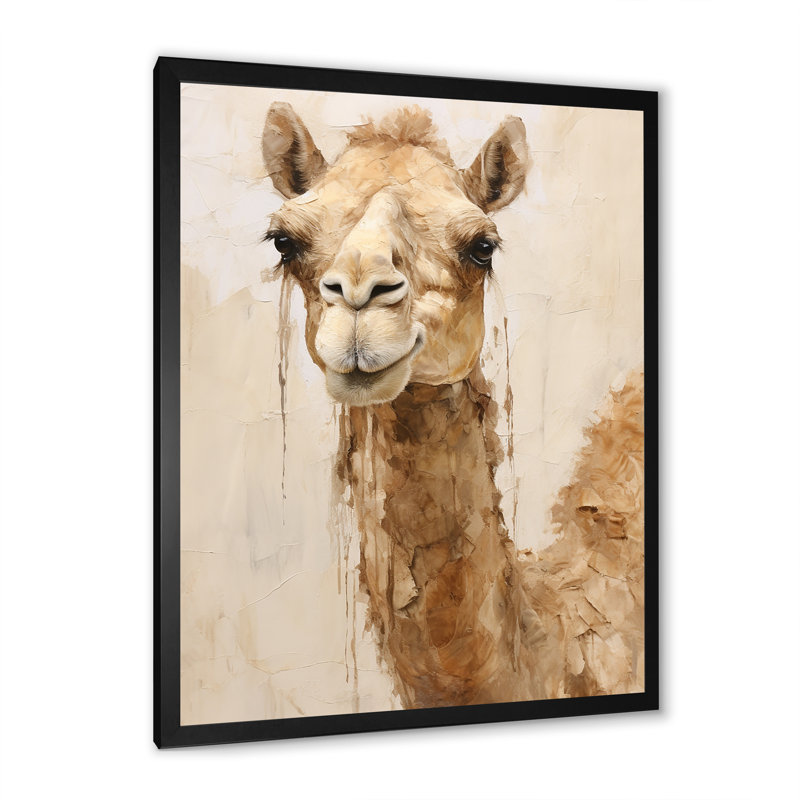 Minimalisme beige chameau II sur toile, H 32 po x l 16 po x P 1 po, Cadre simple noir