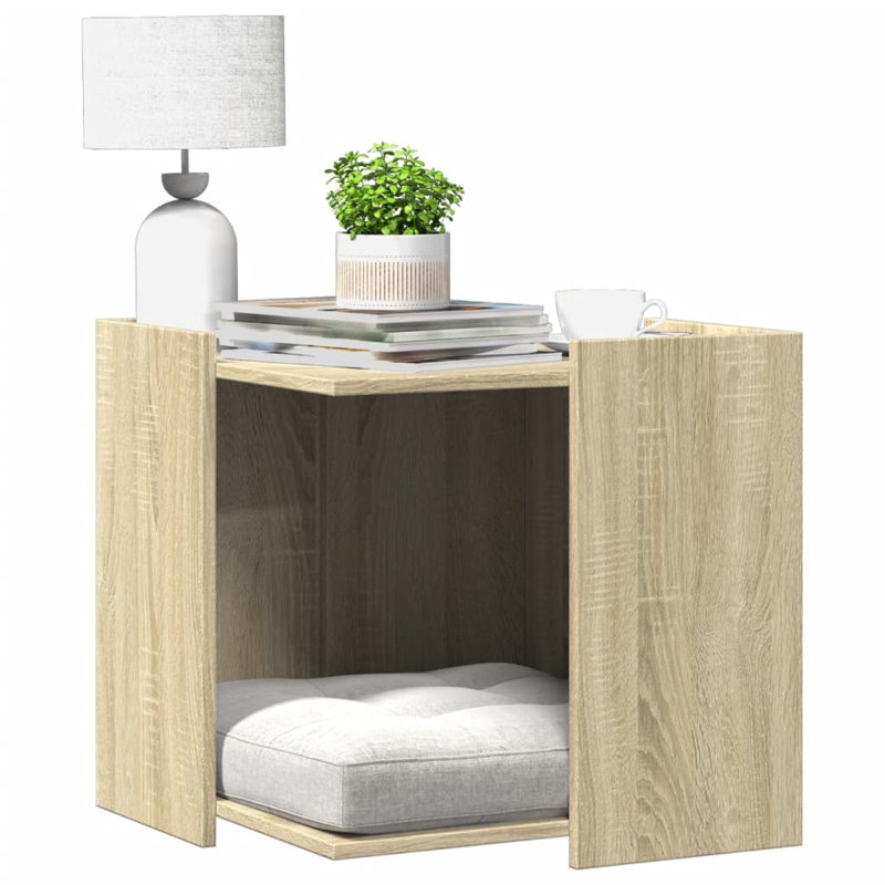 Engineered Wood Litter Box Enclosure, Sonoma Oak, 51cm H x 53cm W x 53cm D