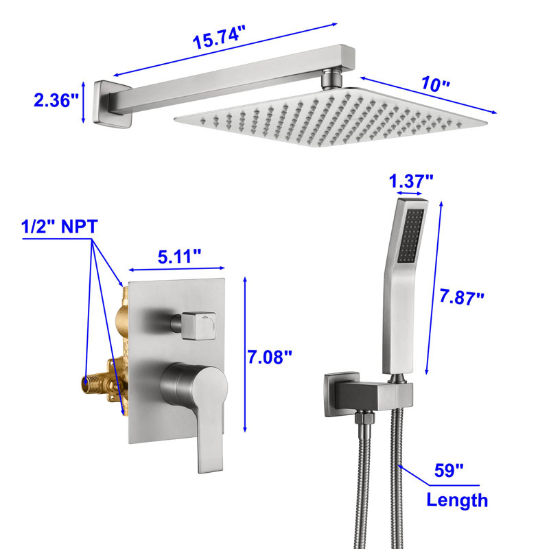 Système de douche complet, Nickel brossé