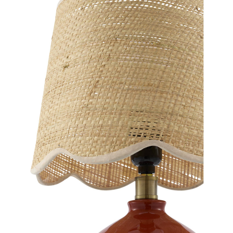 Lampe de table Amecia, Beige, Jute, Brique