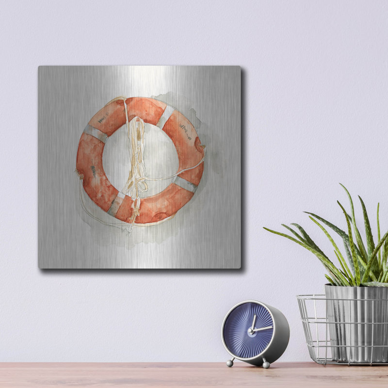 Art mural en métal luxueux «Nautical Safety 2» par Emma Caroline, 12 po x 12 po, H 12 po x l 12 po