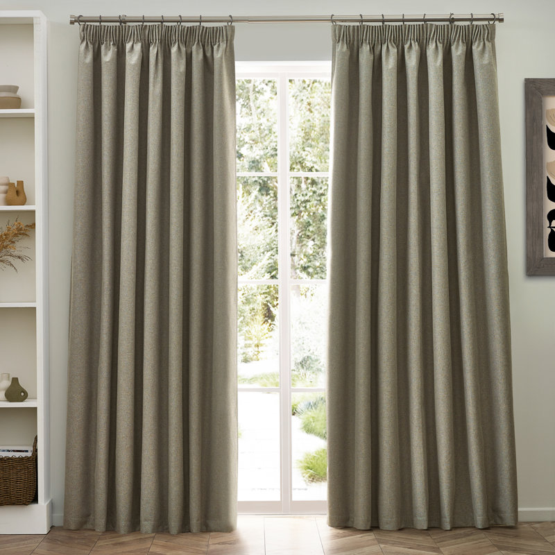 Dawn 100% Blackout Pencil Pleat Curtains, 168cm x 137cm , Natural