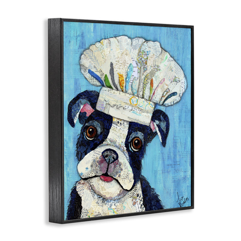 «Mix A Lot Chef Dog», estampe numérique, design par Lisa Morales, H 14 po x l 11 po, Giclée encadrée noir minuit