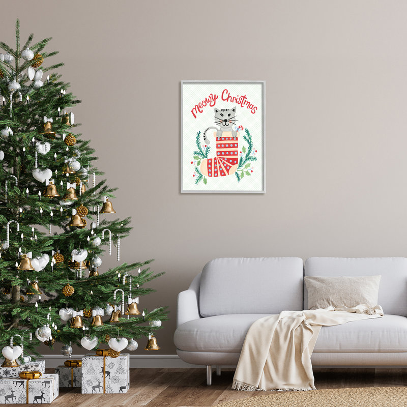 Meowy Christmas Clever Cat Nestled, H 30 po x l 24 po x P 1,5 po, Estampe numérique Farmhouse
